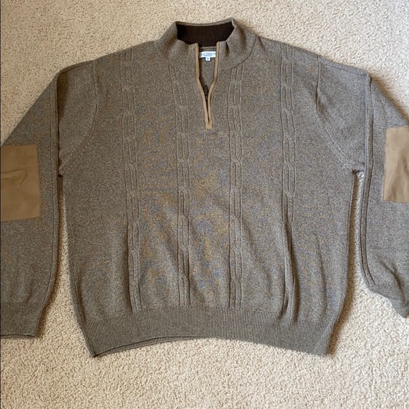 Mens Elbow Patch Quarter Zip Sweater 